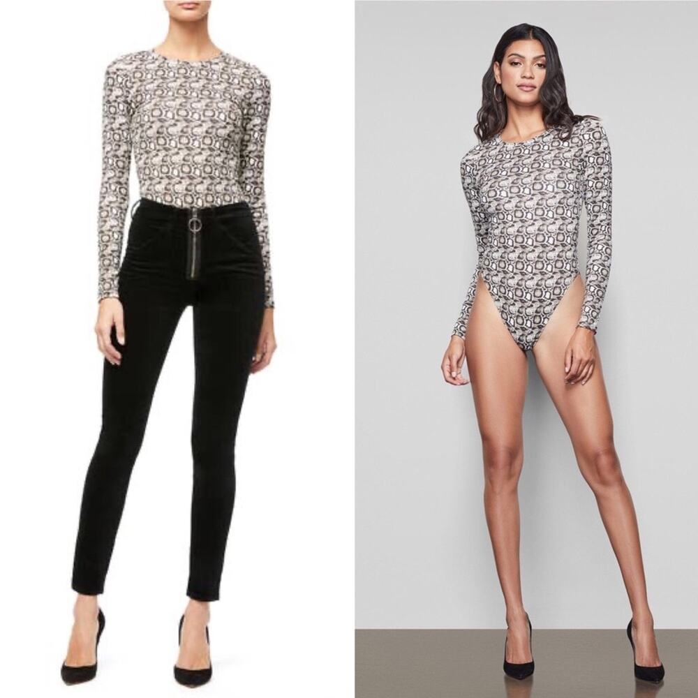 Good American Snakeskin Print Crew Neck Bodysuit
